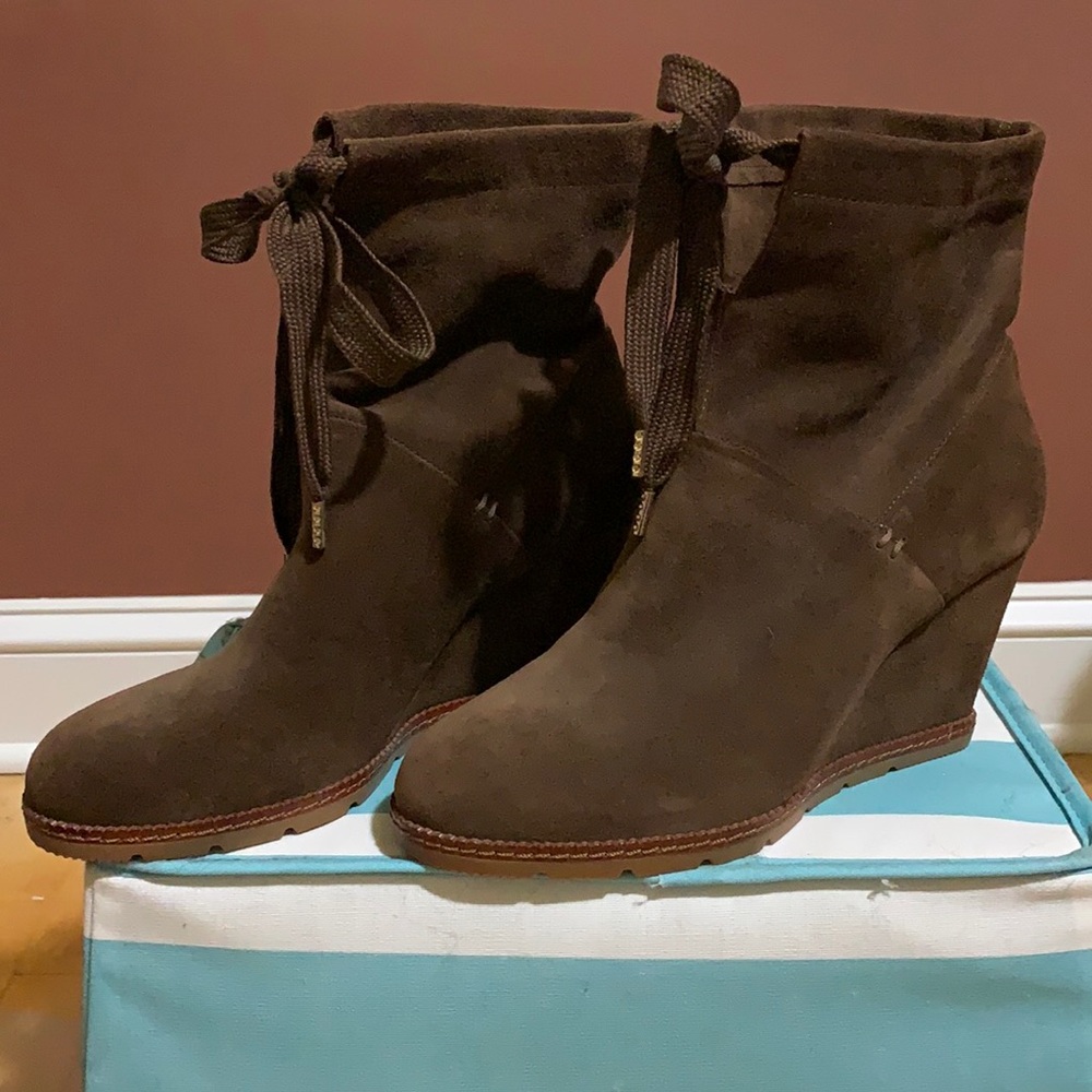 Kate Spade brown suede wedge boot